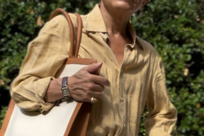 Natural dyeing tea color linen shirt style