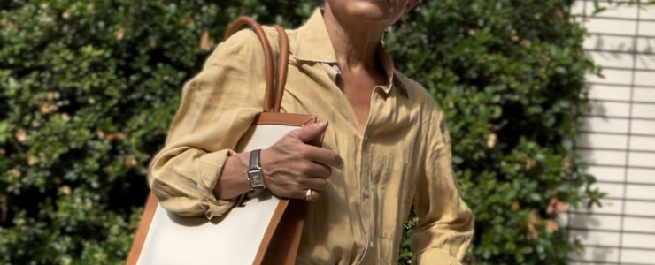 Natural dyeing tea color linen shirt style