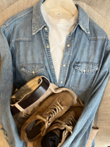 western_denim_shirt_with_chinopants_white_tshirt_style