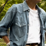 western_denim_shirt_with_chinopants_white_tshirt_style